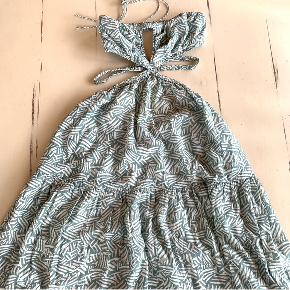 JONATHAN SIMKHAI Laurel Cut-Out Green & White Printed Maxi Dress - Size Small - Picture 11 of 16